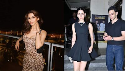 Khushi Kapoor twins in black with rumoured beau Vedang Raina at the screening of sister Janhvi's movie 'Mr. and Mrs. Mahi'