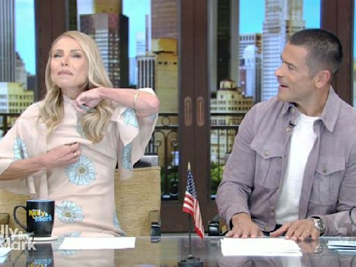 Watch Kelly Ripa's frisky microphone malfunction during “Live” show: 'By my bosom'