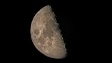 Don't miss the half-lit moon during its third quarter phase today