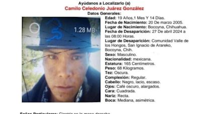 Buscan a Camilo, desapareció hace una semana en Bocoyna