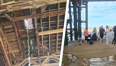 Woman plunges through hole in Blackpool pier as 'huge thud' heard on beach