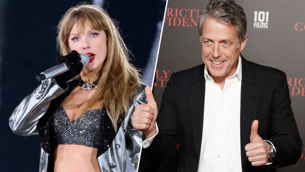 Hugh Grant Praises Taylor Swift & “Gigantic Boyfriend” Travis Kelce After Attending Eras Tour: “You Have An Incredible Show”