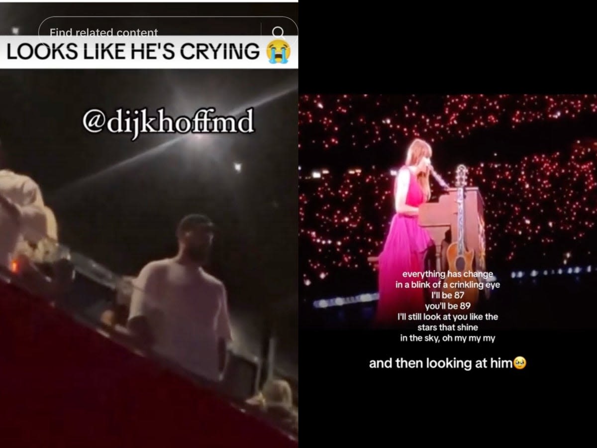 Fans gush at Travis Kelce crying over Taylor Swift’s song mashup