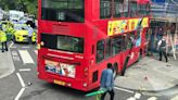 Six hurt as London bus crashes into scaffolding