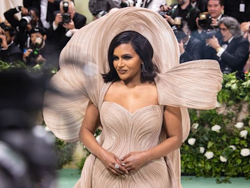 Mindy Kaling Blossoms in Sculptural Gaurav Gupta Dress Inspired by Billowing Flowers at Met Gala 2024