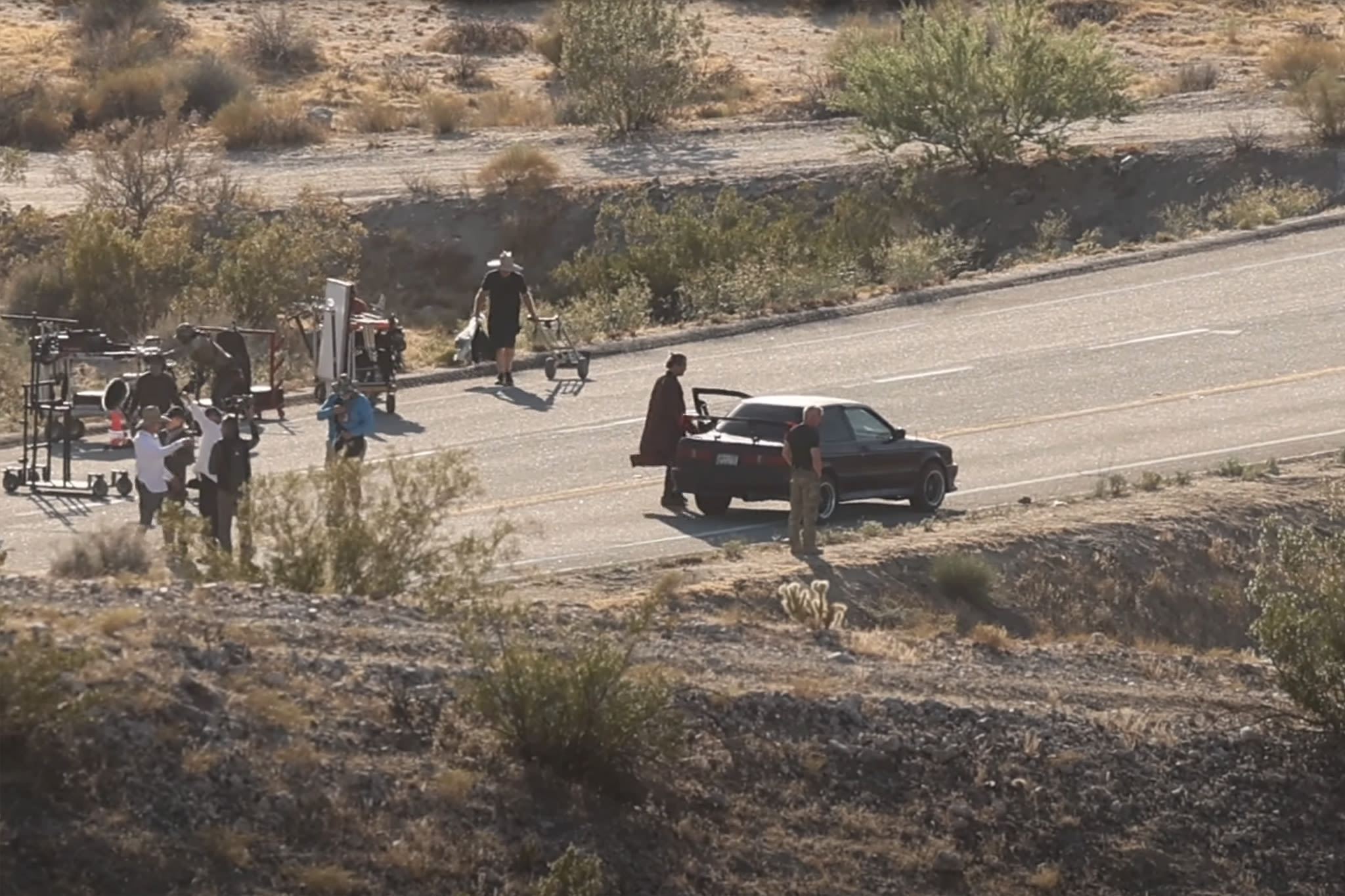 Oscar-winning actors film explosive car chase scenes in Calif. park