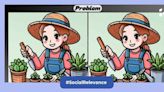 Spot the difference: Find three differences in this image of woman gardening