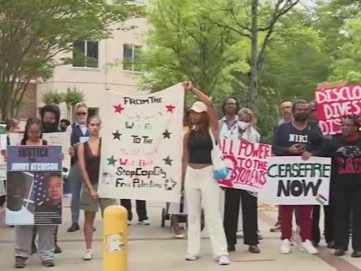 Students, others stage protest against Biden at Morehouse College