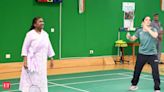 Watch as President Droupadi Murmu and ace shuttler Saina Nehwal play badminton at Rashtrapati Bhavan