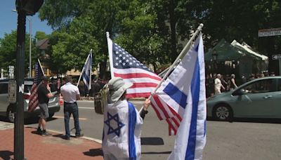 Pro-Israel protesters demonstrate near Brown University commencement event