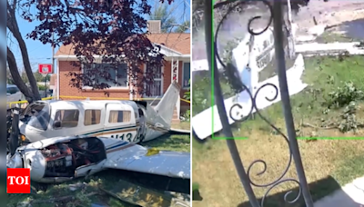 Watch: Plane crashes in yard of Utah home with family inside - Times of India