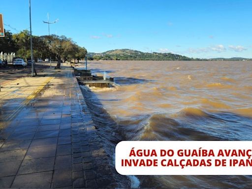 VÍDEO: Águas do Guaíba avançam e voltam a invadir orla e calçadas de bairros de Porto Alegre