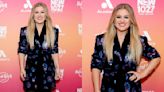 Kelly Clarkson Sparkles in Velvet Sabina Musayev Wrap Dress With Sequined Floral Details for Audacy’s We Can Survive Concert