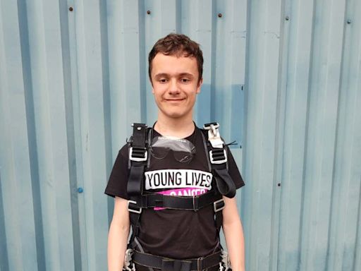 Blind teenager with brain tumour completes ‘brilliant’ skydive for charity