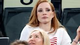 Jessica Chastain Shows Her Team USA Gymnastics Spirit in Ralph Lauren Knit at Paris Olympics With Daughter Giulietta...