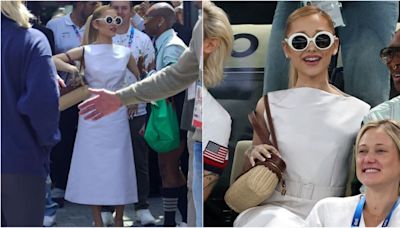 Ariana Grande channels 1960s glam in retro boatneck dress and oversized sunglasses at Paris 2024 Olympics: See photos