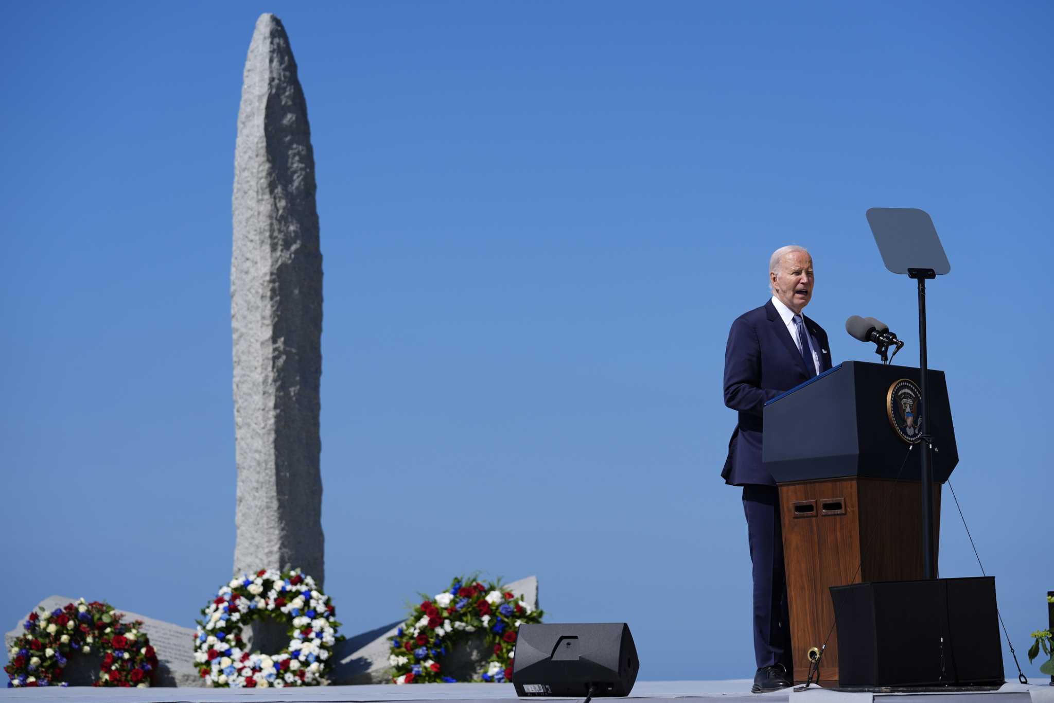 Biden looks to Pointe du Hoc to inspire the push for democracy abroad and at home