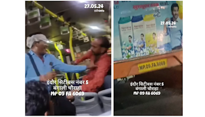 Indore City Bus Conductor Caught Hitting Elderly Passenger On Board, Video Viral