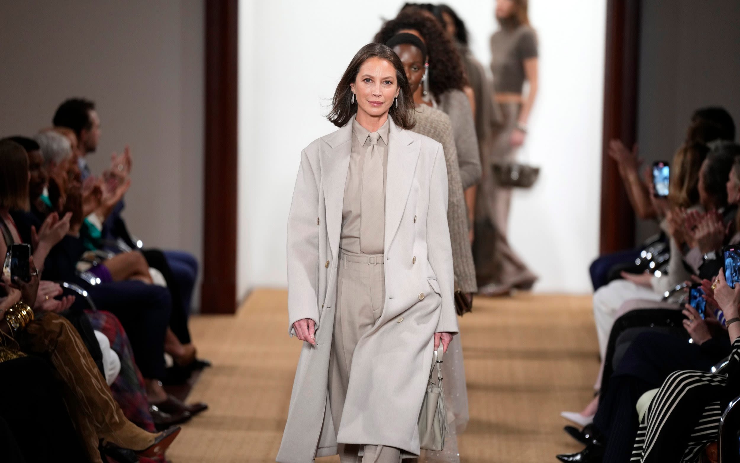 Christy Turlington returns to the catwalk for a Ralph Lauren show full of his greatest hits