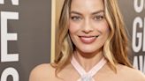 Margot Robbie Went Pretty in a Pale Pink Sheer Dress at the 2023 Golden Globes