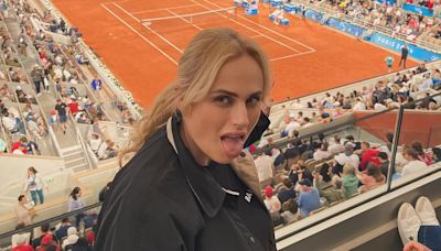 Rebel Wilson watches the men's tennis live at the 2024 Paris Olympics