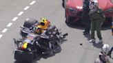 ¡Espeluznante accidente de Pérez y sustazo en la salida para Sainz en el GP de Mónaco de F1!: así quedó el coche de 'Checo'