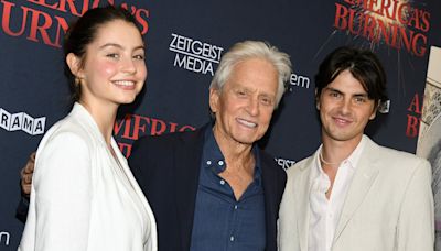 Michael Douglas Makes Rare Red Carpet Appearance With Daughter Carys, 21, and Son Dylan, 23