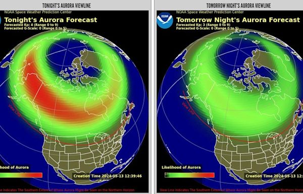 NOAA Posts Aurora Viewline for Monday and Tuesday (Experimental) – Geomagnetic Storming to Persist Tonight
