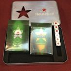 出清收藏 Heineken 海尼根 迎春 撲克牌組 金屬盒裝 撲克牌 紙牌 鋁合金 骰子 外盒 可面交