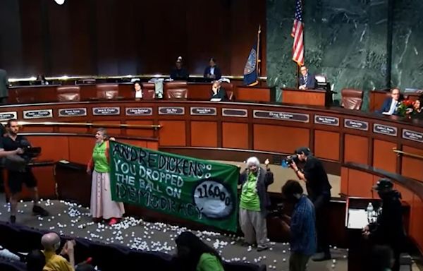 Ping-pong balls thrown at Atlanta City Council meeting by protesters in objection of Atlanta mayor