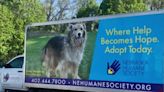 Nebraska Humane Society's food pantry truck giving out food, litter or other supplies to storm victims