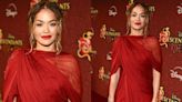 Rita Ora Favors Sheer Shoulders and Ethereal Dressing in Red for ‘Descendants: The Rise of Red’ Premiere in New York