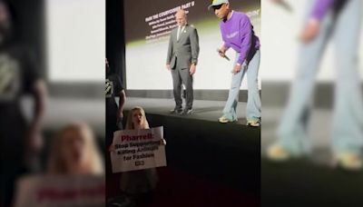 Pharrell Williams directly addresses Peta activist disrupting biopic premiere