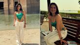 Palak Tiwari Took A Dash Of Glitter To The Beach In A Green Sequin Swim Set And White Pants