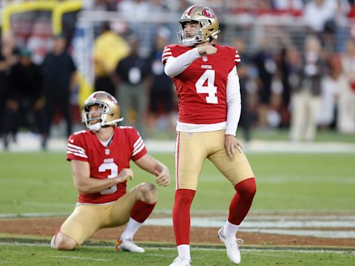 49ers K Jake Moody out after suffering ankle injury on kickoff, replaced by P Mitch Wishnowsky