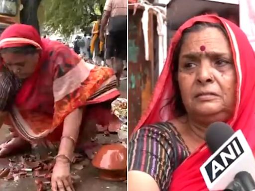 Delhi-NCR Rain Havoc: Heartbreaking Video Shows Elderly Woman Selling Pottery Items Collecting Pieces Of Broken Clay...