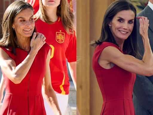 Queen Letizia Gets Vibrant in Red Carolina Herrera Dress for Spanish Football Team Reception After 2024 UEFA Euro Championship