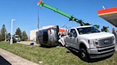 Car Transport Tips Over At Circle K