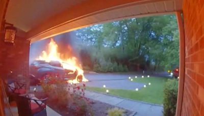 Maryland family's SUV bursts into flames while they slept, video shows: 'We were terrified'