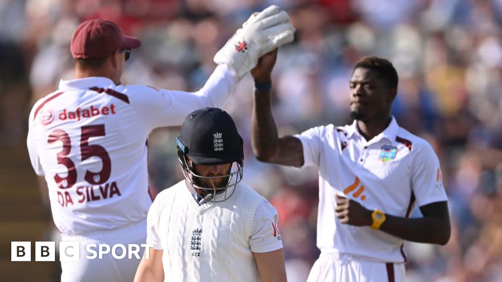 England v West Indies: Gus Atkinson takes 4-67 but hosts lose three late wickets to surrender initiative