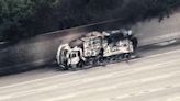 Garbage truck fire blocks lanes of NB I-680 in Pleasant Hill