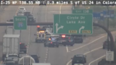 Southbound I-25 down to one lane at Circle Drive