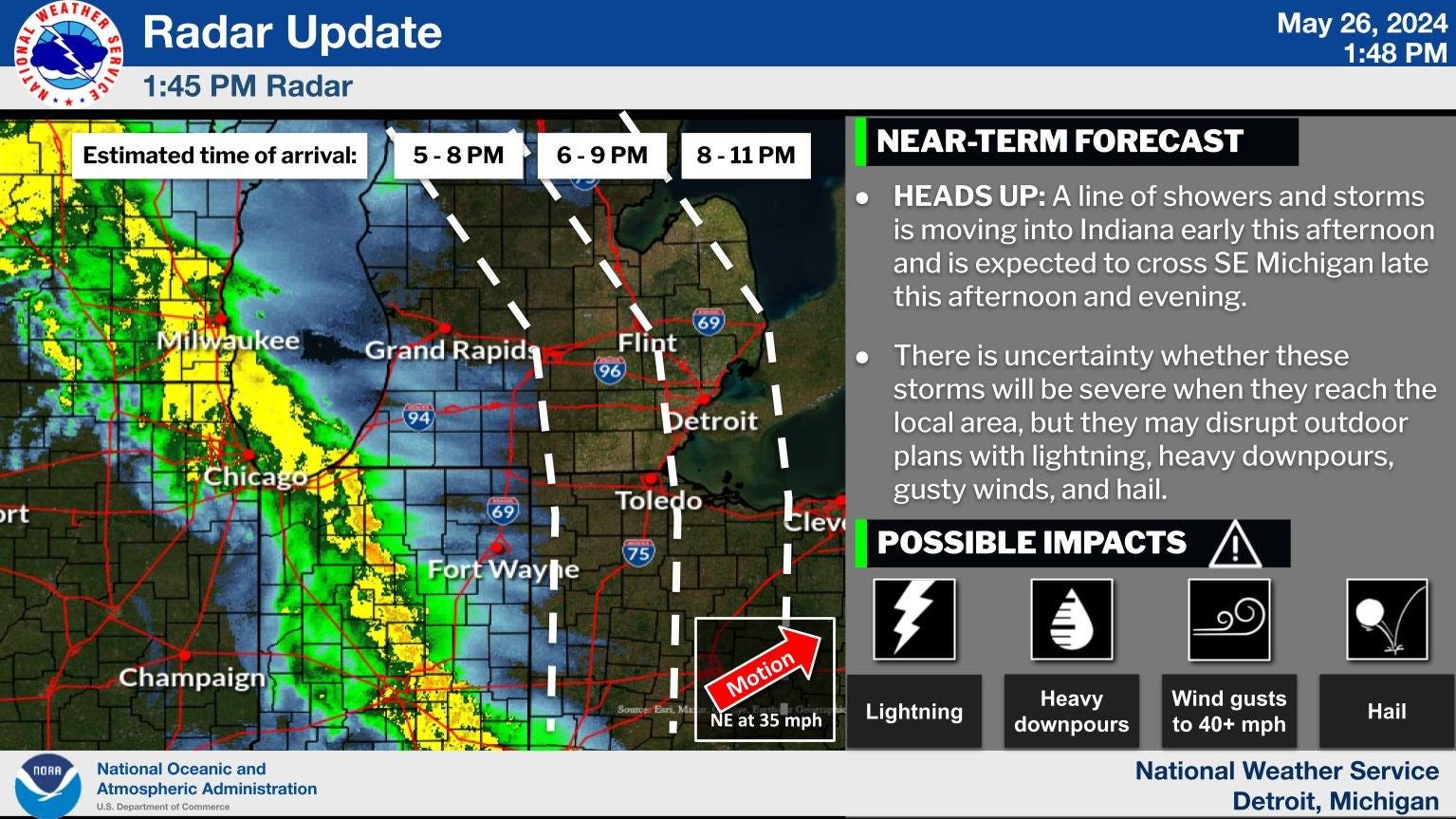 Metro Detroit braces for Sunday evening storms ahead of Memorial Day on Monday