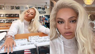 Beyoncé delights fans in white at Hamptons record store