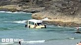 Ice cream van rescued after being swept out by tide in Cornwall