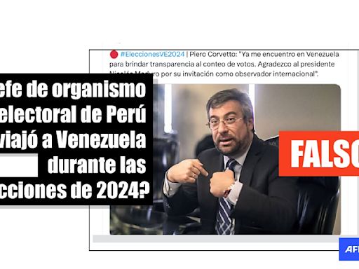 El jefe de la ONPE, Piero Corvetto, no fue observador de las elecciones de 2024 en Venezuela