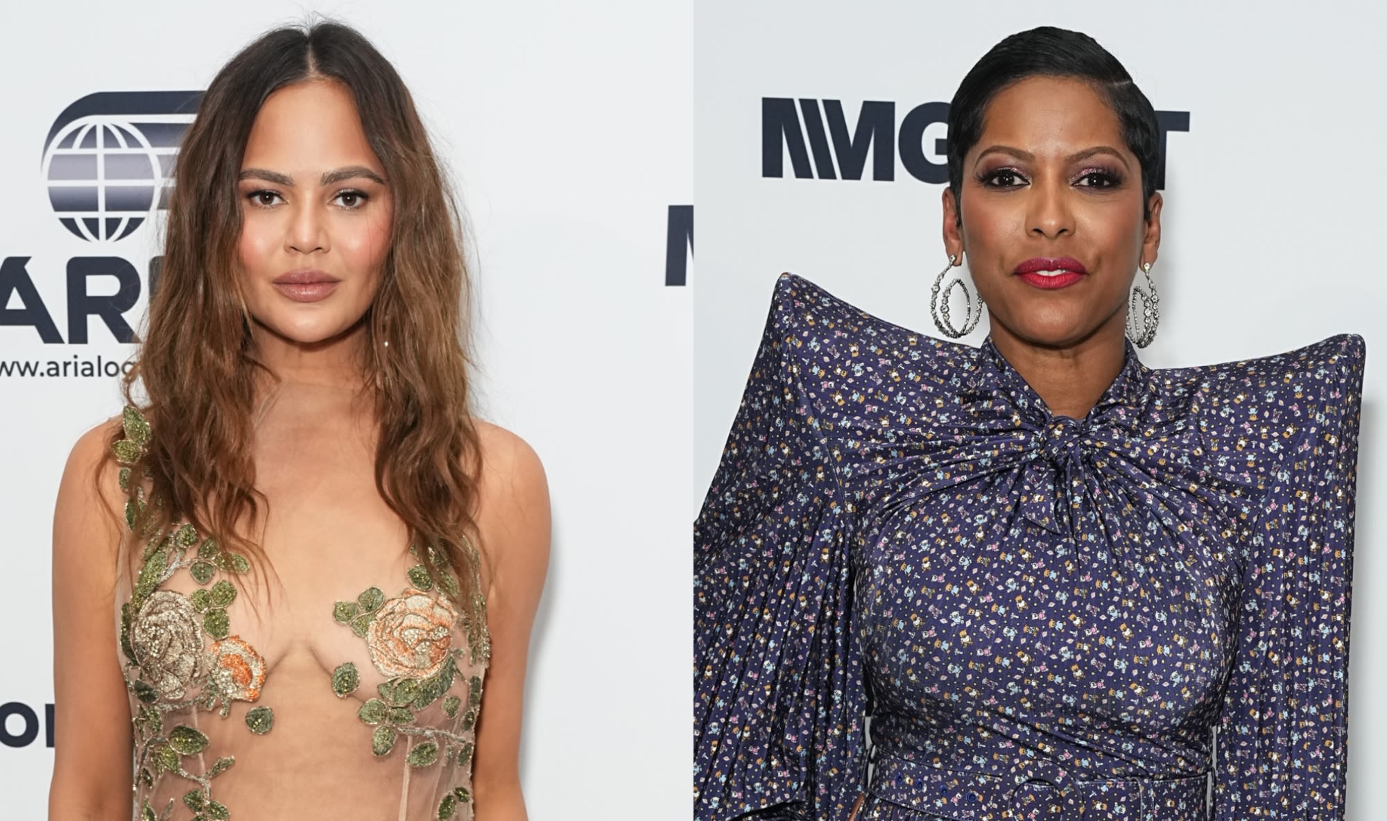 Chrissy Teigen Elevates Sheer Trend With Floral Embellishments, Tamron Hall Opts for Exaggerated Statement Shoulders and More...