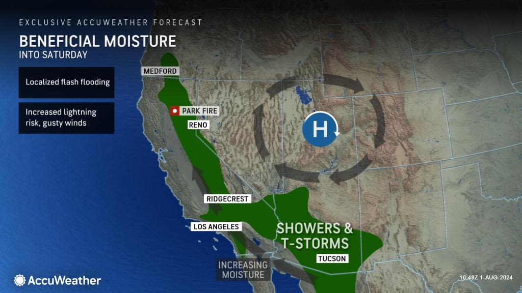 Storm to bring spotty rain, wind and lightning to fire zone in western US