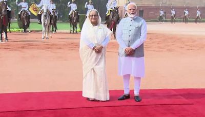 WATCH: Sheikh Hasina receives ceremonial welcome at Rashtrapati Bhavan, meets PM Modi