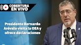 Presidente Bernardo Arévalo visita la OEA y ofrece declaraciones